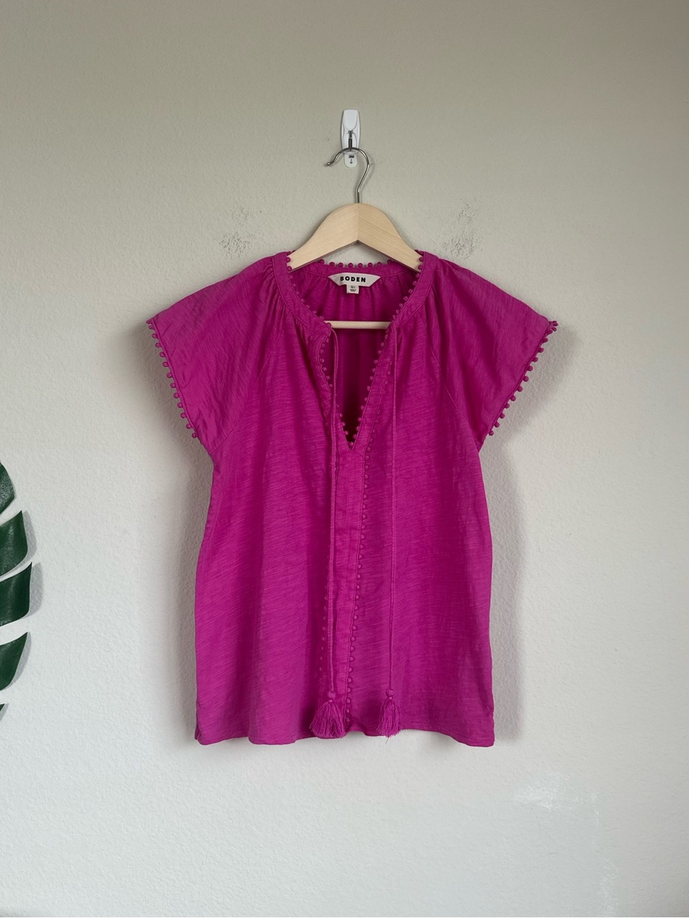 Boden Millie Tassel Tie Cotton Top
